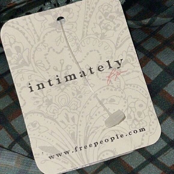 Free People Top Womens Sz M  intimately Camisole Back Tie forest Green Satin NWT - Picture 6 of 9